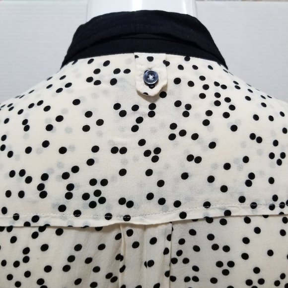 Maeve top 0 Bagatelle Button Down polka dot print long sleeve Anthropologie - Picture 11 of 16